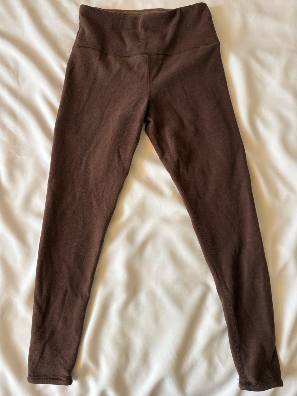 Women's Brown Solid High-Waist Ankle Leggings M Stretch Elastic Waist Athleisure